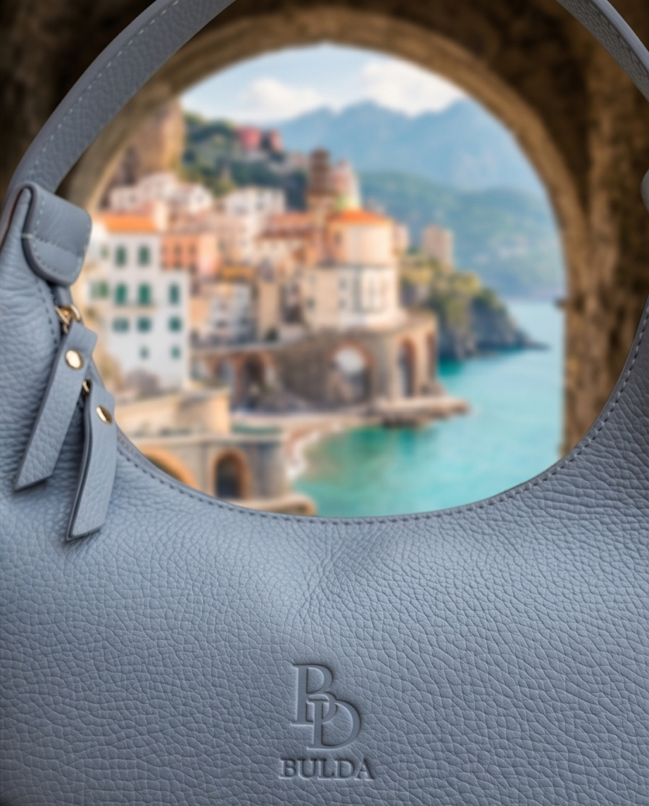 The Crescent Bag — Celeste Blue Pebbled Leather