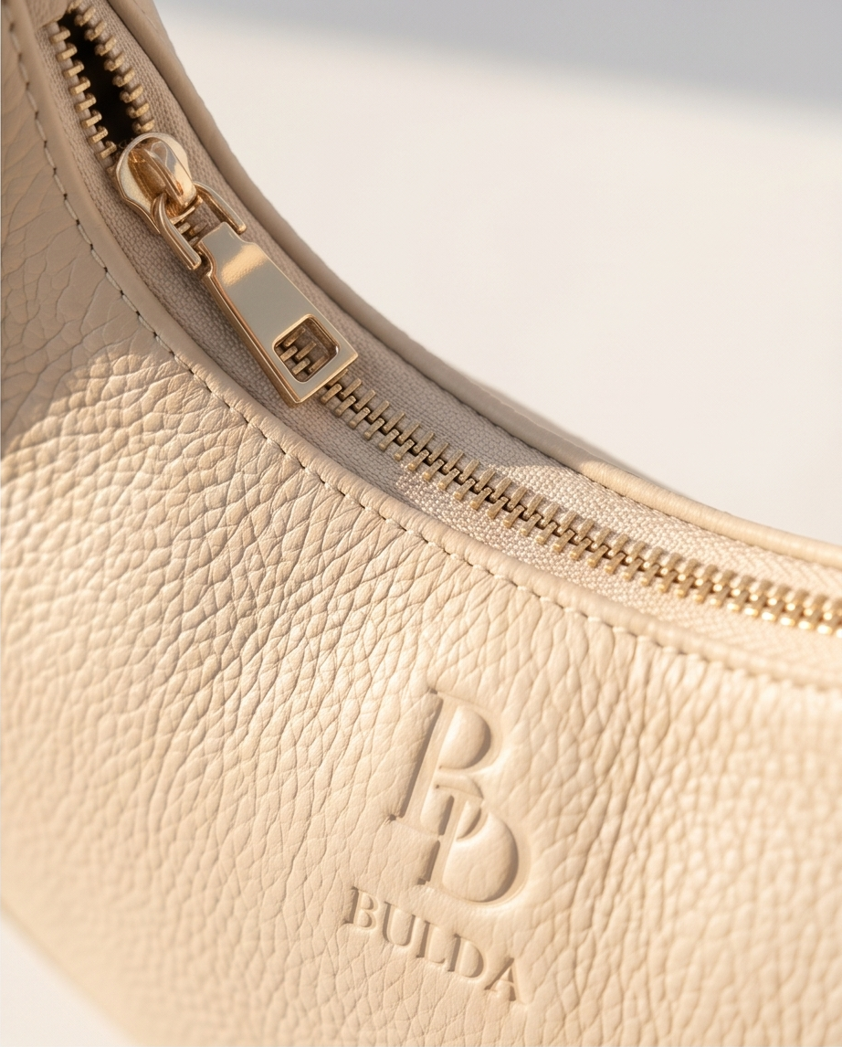 The Crescent Bag — Sand Beige Pebbled Leather