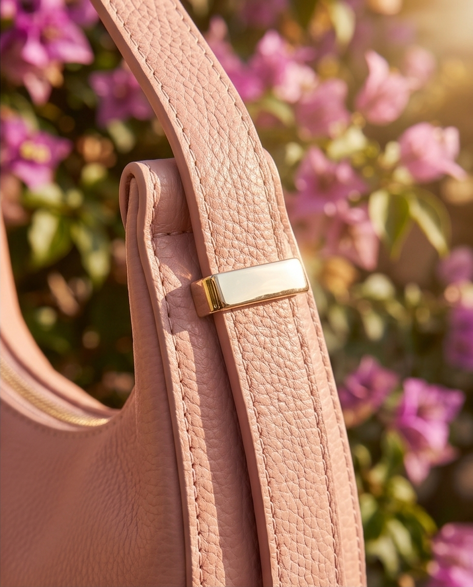 The Crescent Bag — Dusty Rose Pebbled Leather