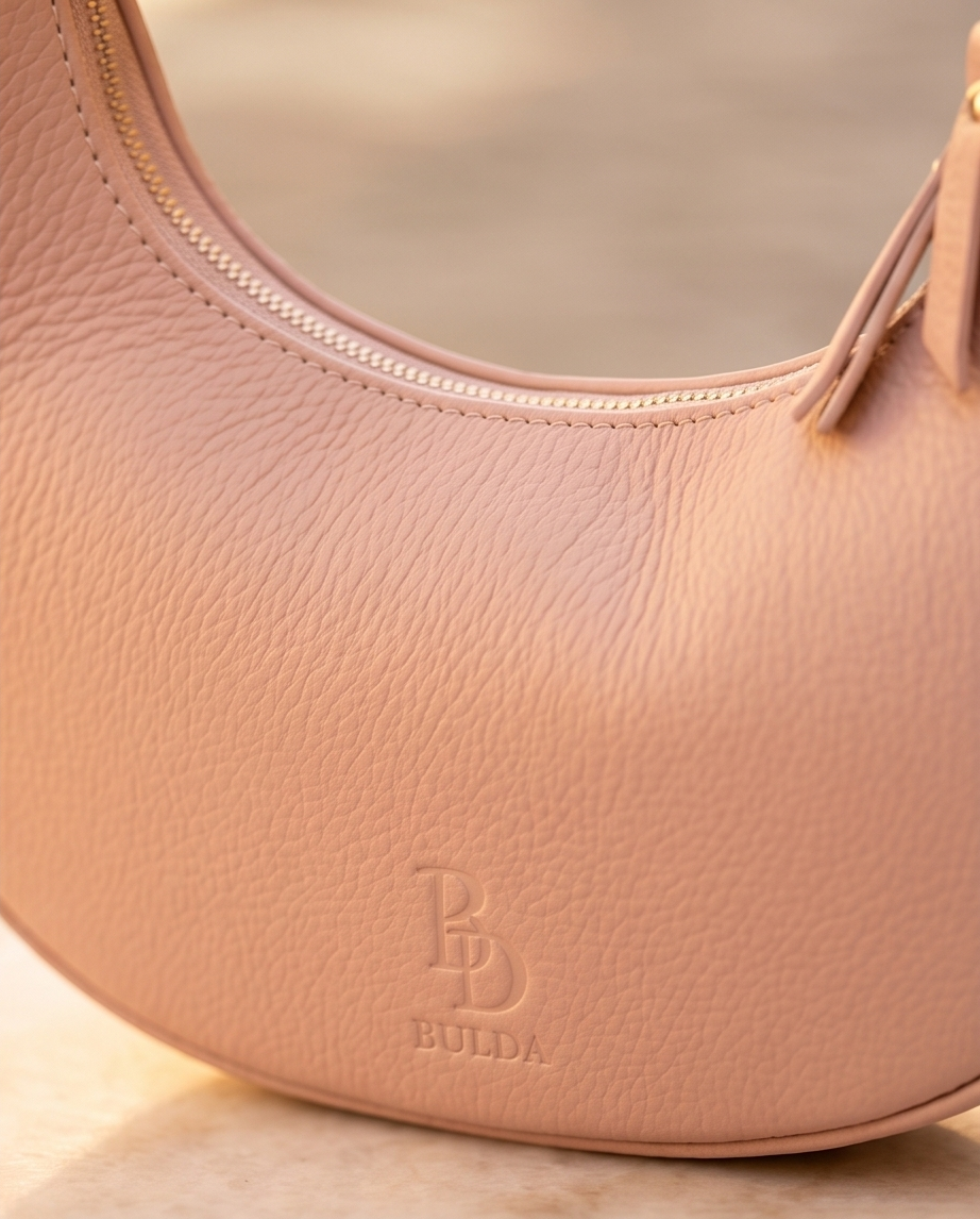 The Crescent Bag — Dusty Rose Pebbled Leather