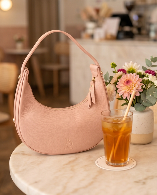 The Crescent Bag — Dusty Rose Pebbled Leather